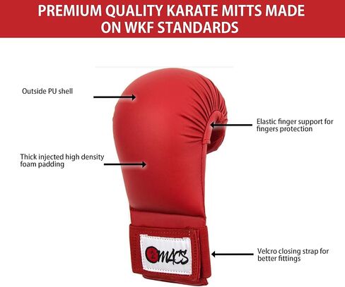 WKF Style Sparring Karate Gloves without Thumb Protection Blue Red White Martial Arts Mitts for Kids and Adults in Kuwait