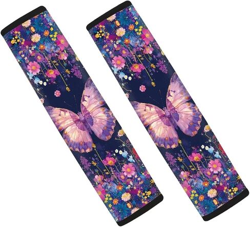 Purple Butterfly Car Seat Belt Pads Cover,Universal Shoulder Strap Cover for Seat Belt,Universal fit Car SUV Airplane Set of 2 in Saudi Arabia