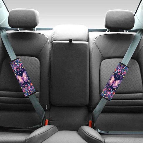 Purple Butterfly Car Seat Belt Pads Cover,Universal Shoulder Strap Cover for Seat Belt,Universal fit Car SUV Airplane Set of 2 in Saudi Arabia