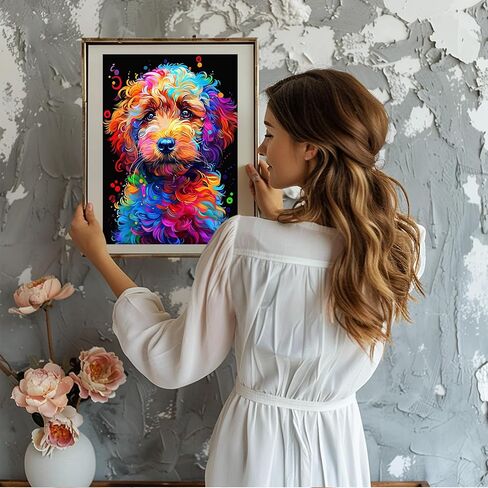 نايموير جرو مجموعات الطلاء الماس للبالغين ، DIY 5D Diamond Painting Aniamsls ، الكلب الكامل للكلب والزهور الماس مثالية للاسترخاء وديكور الجدار المنزل 30x40 سم in Kuwait