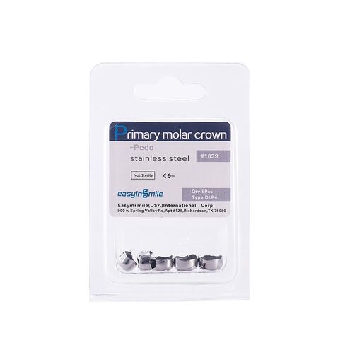 Dental Molar Metal Crowns Kids Stainless Steel Chewing Function Dental Primary Metal Crowns Pack of 5(ELL4) in Kuwait