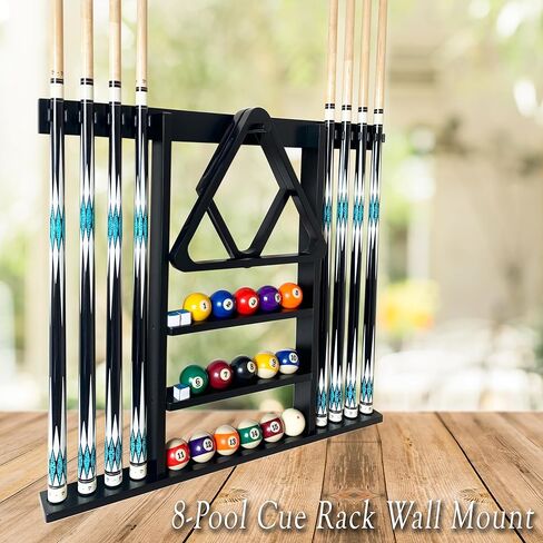حامل حائط جديلة Cue Stick Holder 8 إشارات ، حامل عصا البلياردو ، رف جديلة البلياردو لإكسسوارات طاولة البلياردو. حامل عصا طاولة البلياردو مصنوع من الخشب الصلب بنسبة 100 ٪ (الماهوغوني) in Kuwait