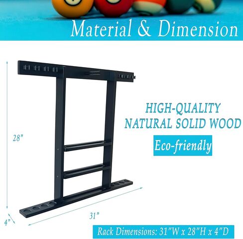 حامل حائط جديلة Cue Stick Holder 8 إشارات ، حامل عصا البلياردو ، رف جديلة البلياردو لإكسسوارات طاولة البلياردو. حامل عصا طاولة البلياردو مصنوع من الخشب الصلب بنسبة 100 ٪ (الماهوغوني) in Kuwait