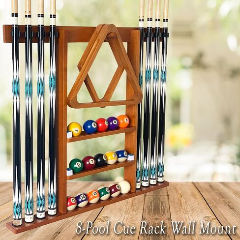 حامل حائط جديلة Cue Stick Holder 8 إشارات ، حامل عصا البلياردو ، رف جديلة البلياردو لإكسسوارات طاولة البلياردو. حامل عصا طاولة البلياردو مصنوع من الخشب الصلب بنسبة 100 ٪ (الماهوغوني) in Kuwait