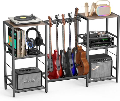 Guitar and Amp Stand, Guitar Rack with Shelves, Record Player Storage Organizer for Bass, Eectric Guitar, Music Gear, Music Accessories in Kuwait