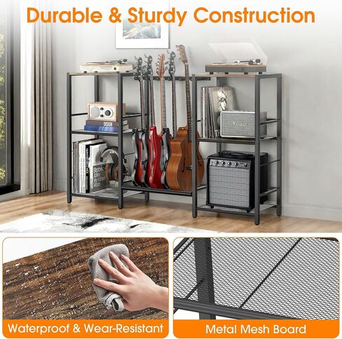 Guitar and Amp Stand, Guitar Rack with Shelves, Record Player Storage Organizer for Bass, Eectric Guitar, Music Gear, Music Accessories in Kuwait