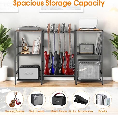 Guitar and Amp Stand, Guitar Rack with Shelves, Record Player Storage Organizer for Bass, Eectric Guitar, Music Gear, Music Accessories in Kuwait