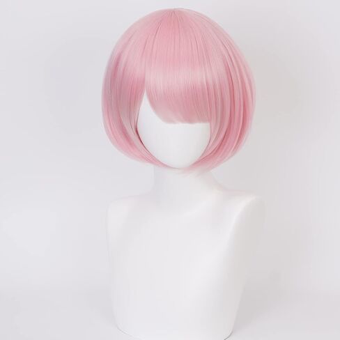 Cosplay Wig with Short Hair Straight Purple and pink mixed Natural Synthetic Hair with and Wig Cap for Women Halloween Cosplay in Kuwait