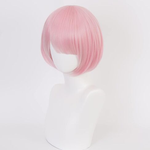 Cosplay Wig with Short Hair Straight Purple and pink mixed Natural Synthetic Hair with and Wig Cap for Women Halloween Cosplay in Kuwait