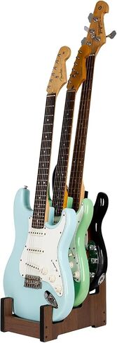 Wood Multi Guitar Stand ، 3 حامل حامل ، أرضية لإنقاذ الفضاء للمنزل ، استوديو الموسيقى ، المسرح - الجوز (الجوز) in Saudi Arabia