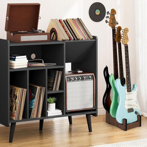 Wood Multi Guitar Stand ، 3 حامل حامل ، أرضية لإنقاذ الفضاء للمنزل ، استوديو الموسيقى ، المسرح - الجوز (الجوز) in Saudi Arabia