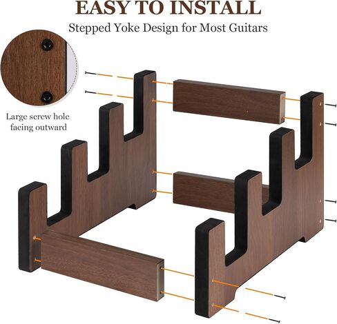 Wood Multi Guitar Stand ، 3 حامل حامل ، أرضية لإنقاذ الفضاء للمنزل ، استوديو الموسيقى ، المسرح - الجوز (الجوز) in Saudi Arabia