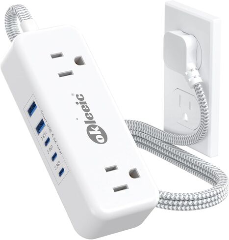 5 USB (3 USB C) قطاع كهربائي صغير مسطح سد مسطح قصير 3 أقدام ، 5 محطة شحن USB 24W/4.8A و 4 منافذ ، واقي غير متصمم مع 3 منفذ جانبي لمكتب سفن سفر. in Kuwait