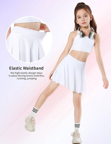 Girls Skorts Tennis Skirt for Girls with Pocket Flowy Butterfly Pleated Athletic Skort Toddler Kids 5-14Y in Kuwait