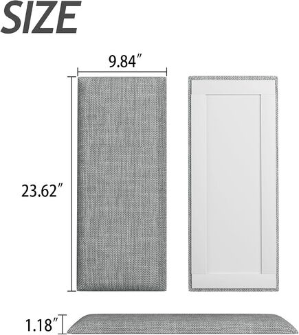 Upholstered Wall Mounted Headboard for Twin in Light Grey, Peel and Stick Wall Padding Panel Terry Cloth, 4 Panels Sized 9.84" x 23.62" in Saudi Arabia