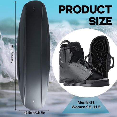 مجموعة Wakeboard ، والأحذية ، والربط (55 × 16.7 / 140 × 42.5 سم ، والأحذية: الرجال 7-11 / نساء 8.5-11.5) ، مستقرة وآمنة ، من السهل وضعها وضبطها ، للمبتدئين ، المتوسطة ، والمتقدمين المتقدمين in Saudi Arabia