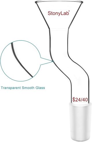 stonylab Powder Funnel with Offset Design, Borosilicate Glass with 24/40 Standard Joint, 50mm Top Diameter, Heavy Duty and Reusable for Laboratory, Research, and Teaching Applications in Saudi Arabia