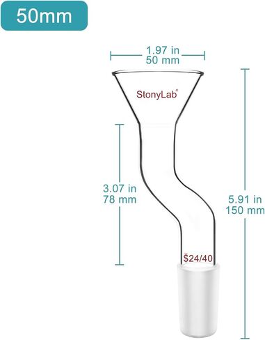قمع مسحوق Stonylab مع تصميم الأوفست ، زجاج البوروسيليكات مع مفصل قياسي على مدار 24/40 ، قطر أعلى 50 مم ، شاقته وقابلة لإعادة الاستخدام لتطبيقات المختبرات والبحث والتدريس in Saudi Arabia