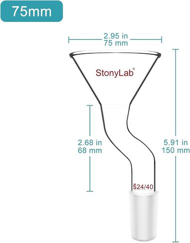 stonylab Powder Funnel with Offset Design, Borosilicate Glass with 24/40 Standard Joint, 50mm Top Diameter, Heavy Duty and Reusable for Laboratory, Research, and Teaching Applications in Saudi Arabia