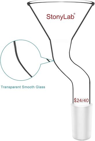 stonylab Powder Funnel with Offset Design, Borosilicate Glass with 24/40 Standard Joint, 50mm Top Diameter, Heavy Duty and Reusable for Laboratory, Research, and Teaching Applications in Saudi Arabia