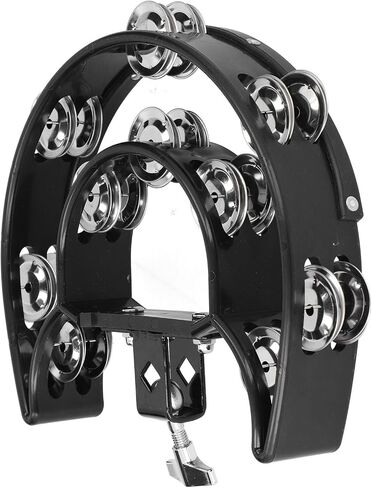 Alomejor Hi Hat Tambourine Drum Set with Double Row Bells, Multifunctional Hand Bell Rattle, KTV for Guitarists, Singers in Saudi Arabia