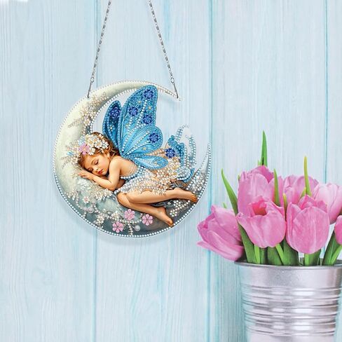 MaiYiYi 3 PCS Hanging Diamond Art Pendant Painting Kit Fairy Special Crystal Gem Craft Painting Set Butterfly Diamond Painting Ornaments for Adult Home Wall Window Decor (13.58X7.48 in) in Saudi Arabia