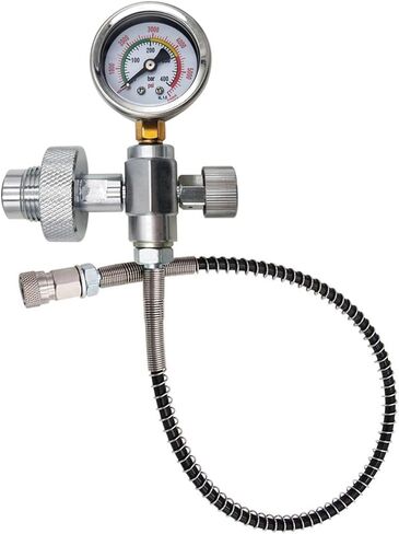 Scuba DIN Filling Station Big Gas Tank to Small Bottle Charging Adapter Springs Hose Line 400Bar 40Mpa G5/8 DIN300 Bar Connector(with 400bar Gauge) in Kuwait