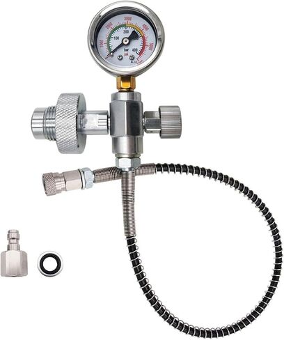 Scuba DIN Filling Station Big Gas Tank to Small Bottle Charging Adapter Springs Hose Line 400Bar 40Mpa G5/8 DIN300 Bar Connector(with 400bar Gauge) in Kuwait