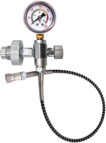 Scuba DIN Filling Station Big Gas Tank to Small Bottle Charging Adapter Springs Hose Line 400Bar 40Mpa G5/8 DIN300 Bar Connector(with 400bar Gauge) in Kuwait