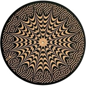 حصيرة القرص الدوار Cork للحصول على دعم صوتي أفضل على مشغل سجل Vinyl LP- التصميم الهندسي الأصلي- الضوء المظلم Cork Slipmat [3mm shight]- M5 in Kuwait