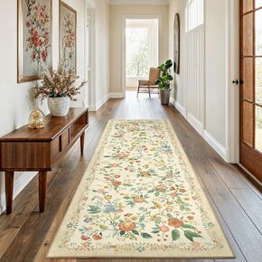 Area Rugs 8x10, Washable Floral Rug Non Slip Large Living Room Rug Vintage Distressed Soft Carpet for Bedroom, Dinning Room, Home Office in Kuwait