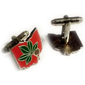 Ohio State Buckeyes Leaf Wedding Suit Work Cuff Links Cufflinks Pair in Saudi Arabia