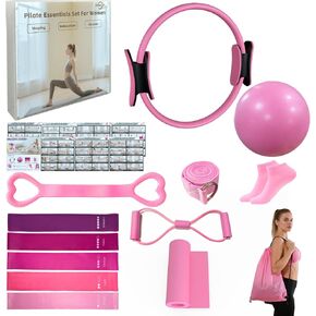 Kabcon Pilates حلقة ضرورية للنساء مع كرة التمرين 9.8 بوصة ، العصابات المرنة ، جوارب اليوغا ، حقيبة حمل ، مجموعة التمرينات المنزلية 13 بكسل in Kuwait