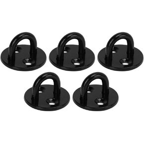 RiToEasysports Enhanced Load Bearing Heavy Duty Eye Plate Black Stainless Steel 5Pcs Suitable for Chain, Wire Rope, Brick Wall Installation (6mm) in Kuwait
