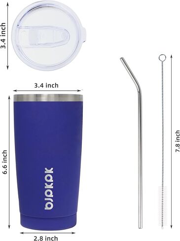 BJPKPK 20 oz Insulated Tumblers With Lid And Straw Travel Coffee Mug Tumbler Cup,Pink in Kuwait