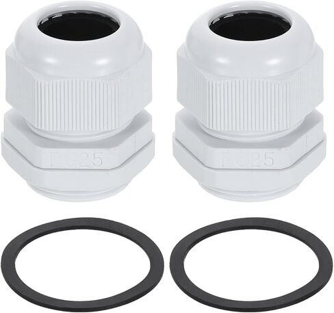 uxcell 2Pcs PG25 Nylon Cable Glands, Waterproof Cord Grip Connector with Washer, Adjustable 16-21mm Wire Grommet Protectors with Gaskets and Locknut for Junction Box, Black in Saudi Arabia