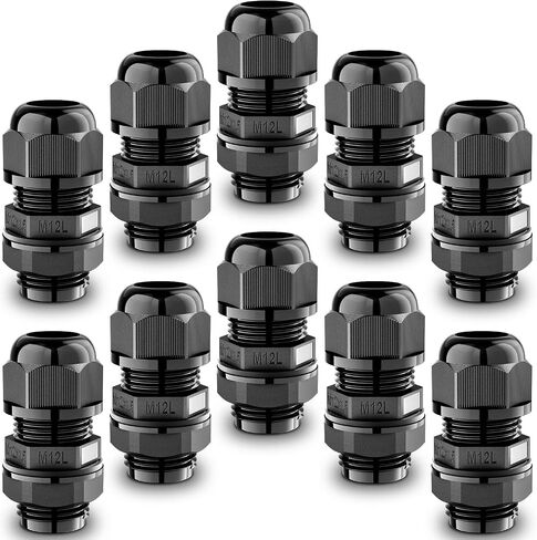 Qilipsu 10pcs M12l طول كابل الخيط الطويل غدة مقاومة للماء IP68 نايلون كابل سلك سلك يمر عبر موصل الأسلاك in Kuwait