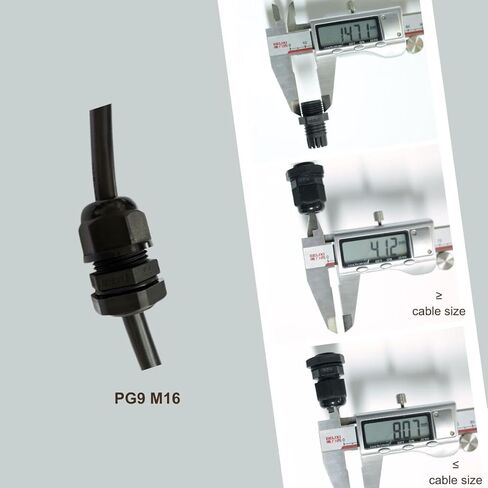 100 PCS مقاوم للماء PG9 موصل الغدة الكابل الأسود IP68 M16 كبل كبل الخيط مع حلقة مطاطية Locknut لسلك 4-8 مم in Kuwait