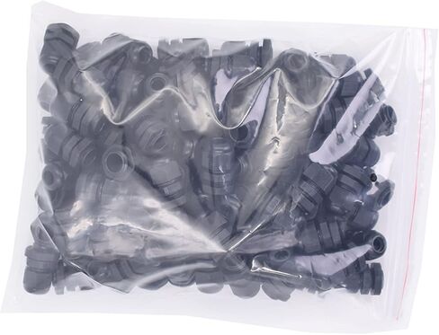 100 PCS مقاوم للماء PG9 موصل الغدة الكابل الأسود IP68 M16 كبل كبل الخيط مع حلقة مطاطية Locknut لسلك 4-8 مم in Kuwait