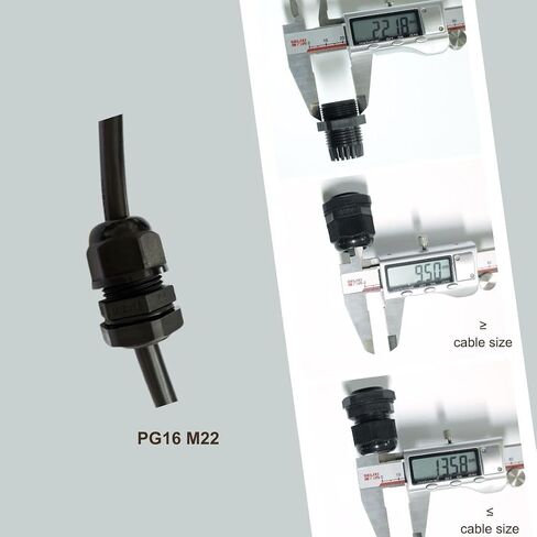 100 PCS مقاوم للماء PG9 موصل الغدة الكابل الأسود IP68 M16 كبل كبل الخيط مع حلقة مطاطية Locknut لسلك 4-8 مم in Kuwait