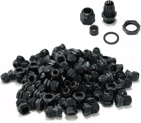 100 PCS مقاوم للماء PG9 موصل الغدة الكابل الأسود IP68 M16 كبل كبل الخيط مع حلقة مطاطية Locknut لسلك 4-8 مم in Kuwait