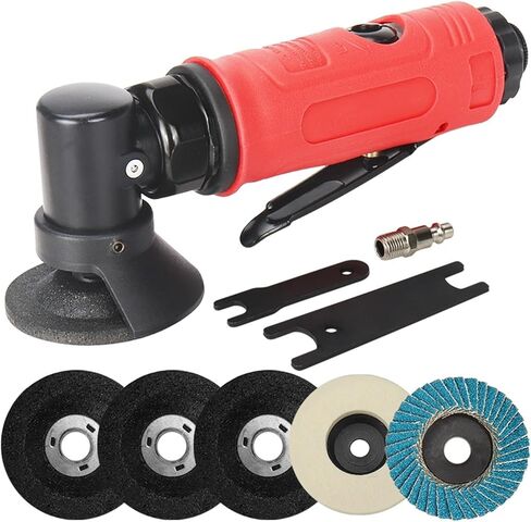 Grinding Wheel Angle Grinder Polishing 2'' Mi ni Air Angle Die Grinder 90 Degree Pneumatic Grinding Polisher Mill Engraving Machine with Sanding Discs Tool Kit(1pc wool pad) in Kuwait