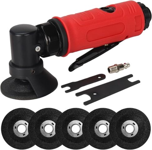 Grinding Wheel Angle Grinder Polishing 2'' Mi ni Air Angle Die Grinder 90 Degree Pneumatic Grinding Polisher Mill Engraving Machine with Sanding Discs Tool Kit(1pc wool pad) in Kuwait