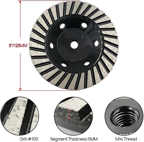 DT- 1pc Aluminum Based Grinding Cup Wheel M14 Thread Grinding Sanding Disc Lower for Marble Granite(1pc 100MM G100 M14) in Kuwait