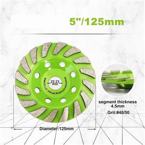 2pcs DIA125mm طحن عجلة البلاط الخرسانة الرخمية الصلابة السيراميك زاوية كوب مطحنة الكأس in Saudi Arabia
