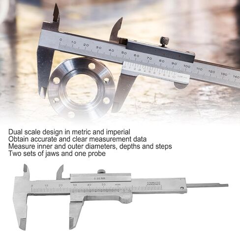 Denash Vernier الفرجار ، 3 "أداة قياس الفلسفة الفولاذ المقاوم للصدأ ، ميكرومتر يدوي 0‑50 مم مع حقيبة تخزين للأدوات الميكانيكية in Kuwait