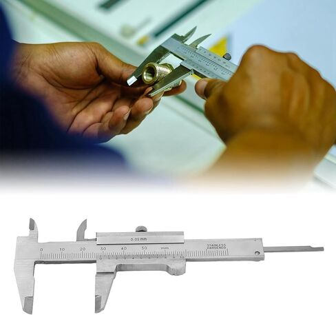 Denash Vernier الفرجار ، 3 "أداة قياس الفلسفة الفولاذ المقاوم للصدأ ، ميكرومتر يدوي 0‑50 مم مع حقيبة تخزين للأدوات الميكانيكية in Kuwait