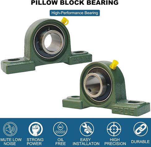 2 Pack UCP205-16 Mounted Pillow Block Ball Bearing - Steel Bearings 1" Bore with Solid Cast Iron Base - Self Alignment +Screws and Nuts in Saudi Arabia