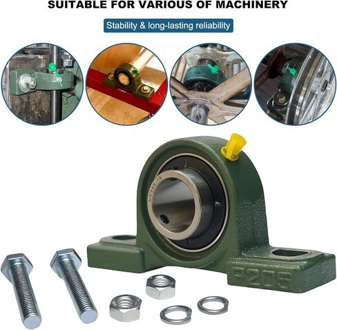 2 Pack UCP205-16 Mounted Pillow Block Ball Bearing - Steel Bearings 1" Bore with Solid Cast Iron Base - Self Alignment +Screws and Nuts in Saudi Arabia