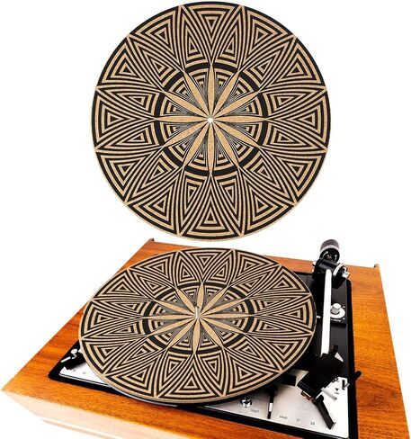 Cork Turntable Mat/3mm Thick for Better Sound Support on 11.8 Inches Vinyl LP Record Player Turntable Slipmat Psychedelic Geometric for Vinyl Record(Mix Pattern Art) in Kuwait